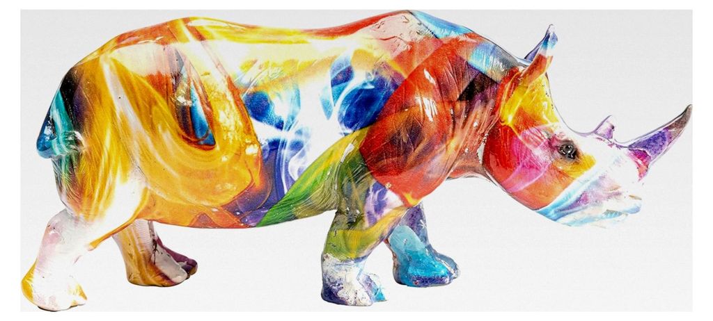 Dekofigur Nashorn, Mehrfarbig, Modern, Dekoration für Wohnzimmer und Schlafzimmer, 17x8x6 cm