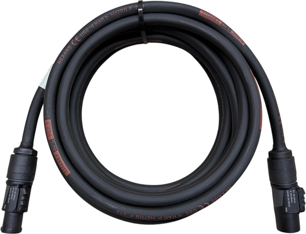 5m powerCON TRUE1 Verlängerungskabel NAC3M-TRUE1-L auf NAC3F-TRUE1-L, TITANEX H07RN-F 3G2,5