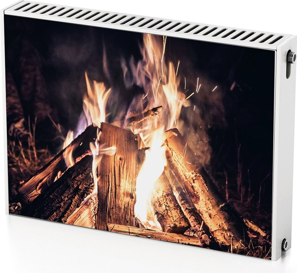 Lagerfeuer – Magnetische Heizkörperabdeckung – 80x60 cm – Magnet Heizkörperabdeckung – 3D Würfel – Heizkörperverkleidung – Magnetis...