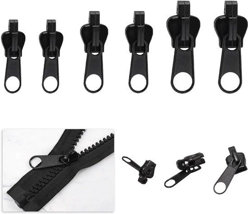 Kit de réparation universel 6 pièces curseur métallique pour fermeture