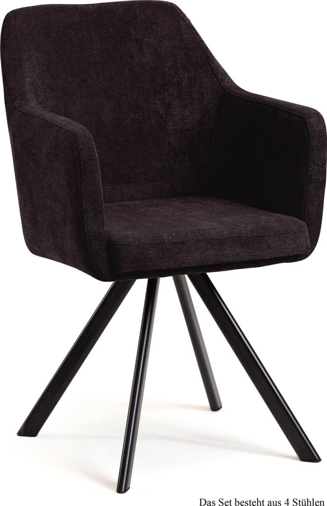 Armlehnstuhl (4er-Set) Debee 57x87x60 Schwarz/Espresso