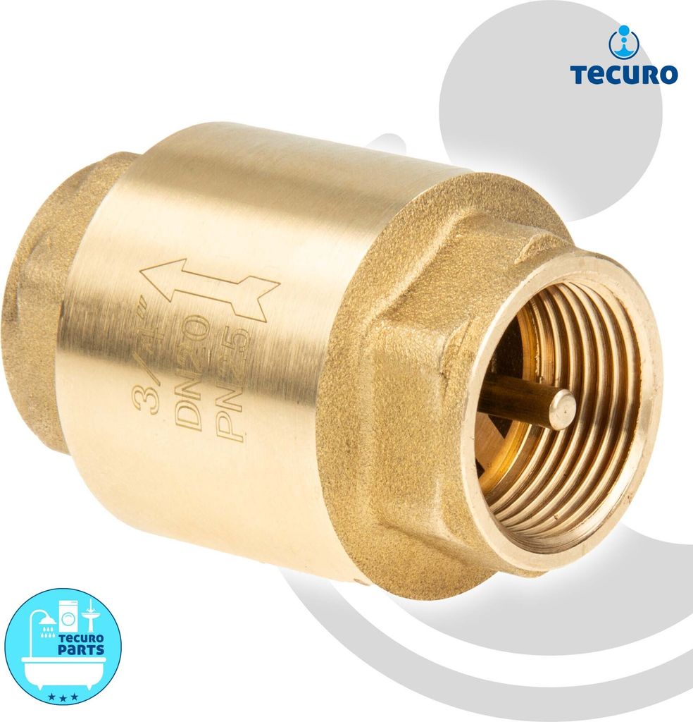 tecuro Messing Rückschlagventil 2 Zoll IG - DN 50 / PN 16, Baulänge 100 mm - schwere Bauform