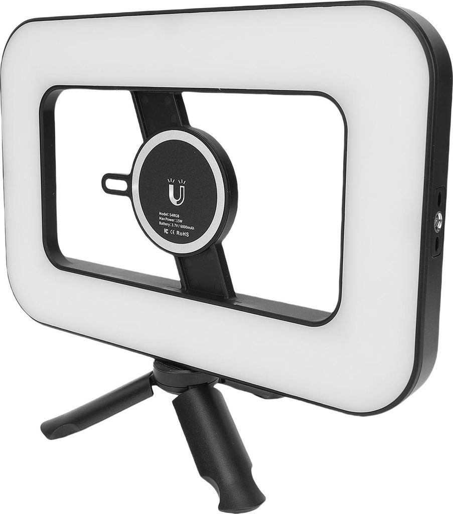 Smartphone-Video-Rig mit Licht, 2500–6500 K RGB, 0–359 °, großer Farbbereich, Handstabilisator für Mobiltelefone