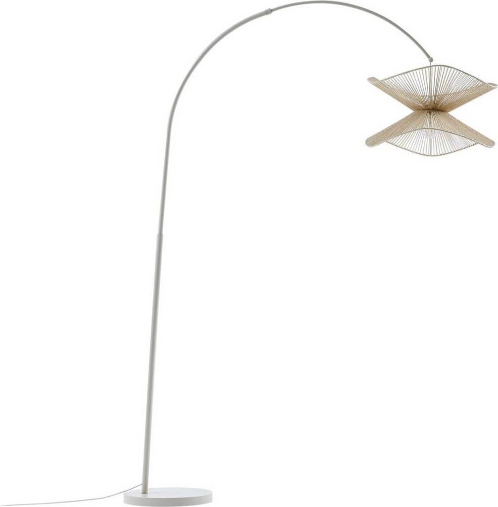 Lindby Bogenleuchte Valdorin, beige, Papier, 195 cm, IP20