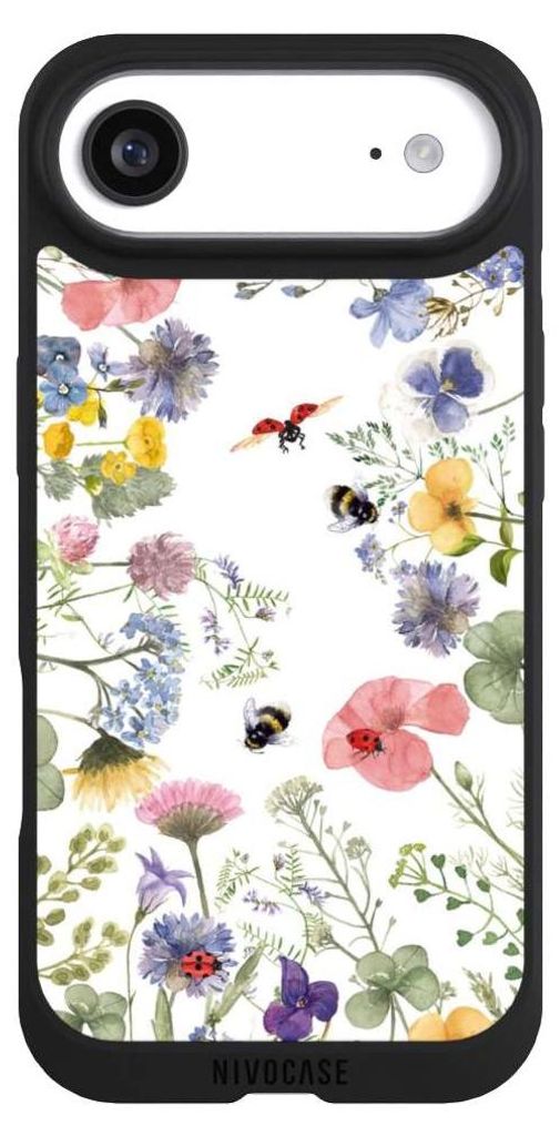NIVOCASE Handyhülle für Apple iPhone Air Hülle NIVOpure Case Schwarz Biene Blumen Muster