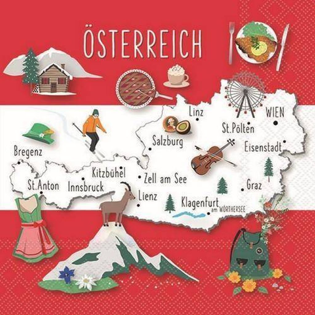 Servietten Lunch Österreich Flagge Nationalservietten - 33x33 cm 20