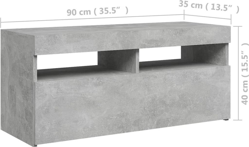 Mobile Porta TV VidaXL Con Luci LED Grigio Cemento - 140x40x35,5 Cm - Foto 10