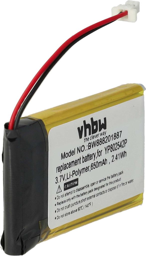 vhbw Akku kompatibel mit Sena SF1, SMH-20S, 10S, SMH-10S, 20S, SF2, SF3 Wireless Headset Kopfhörer (650 mAh, 3,7 V, Li-Polymer)