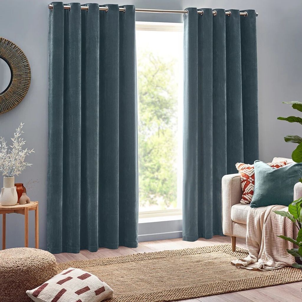 Yard - Ösenvorhänge, Chenille Samt RV3279 (229 cm x 229 cm) (Hellblau)