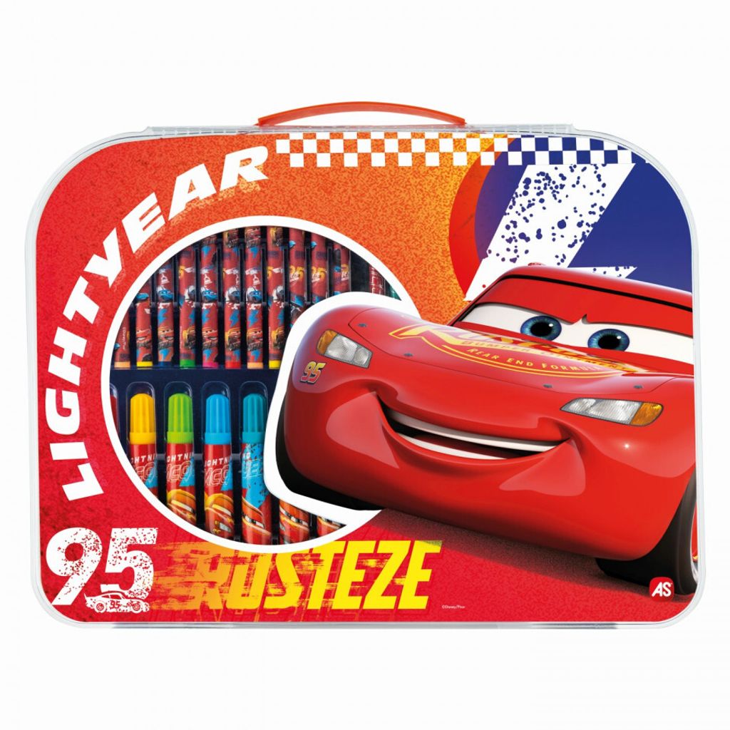 PULIO Knstlerische Set in einem Bleistiftkoffer, Markierungen McQueen Autos