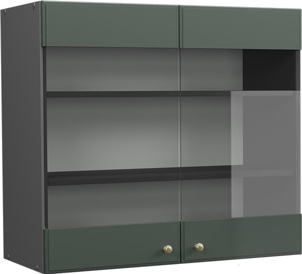 Vicco Küchenglasschrank Fame-Line, 80 cm, Grün-Gold Produktbild 