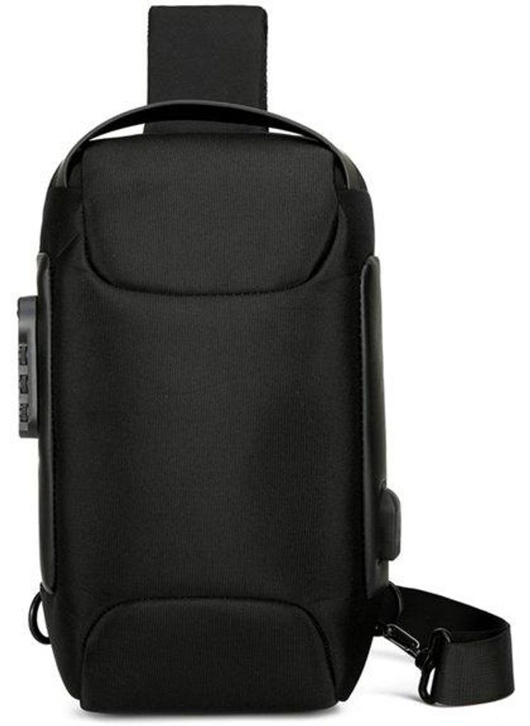 Outdoor-Schoudertasch für Männer - Anti-Diefstal - USB-ladbar - Sling Bag - Schwarz - Kleine Männer-Tasche - Crossbody Bag