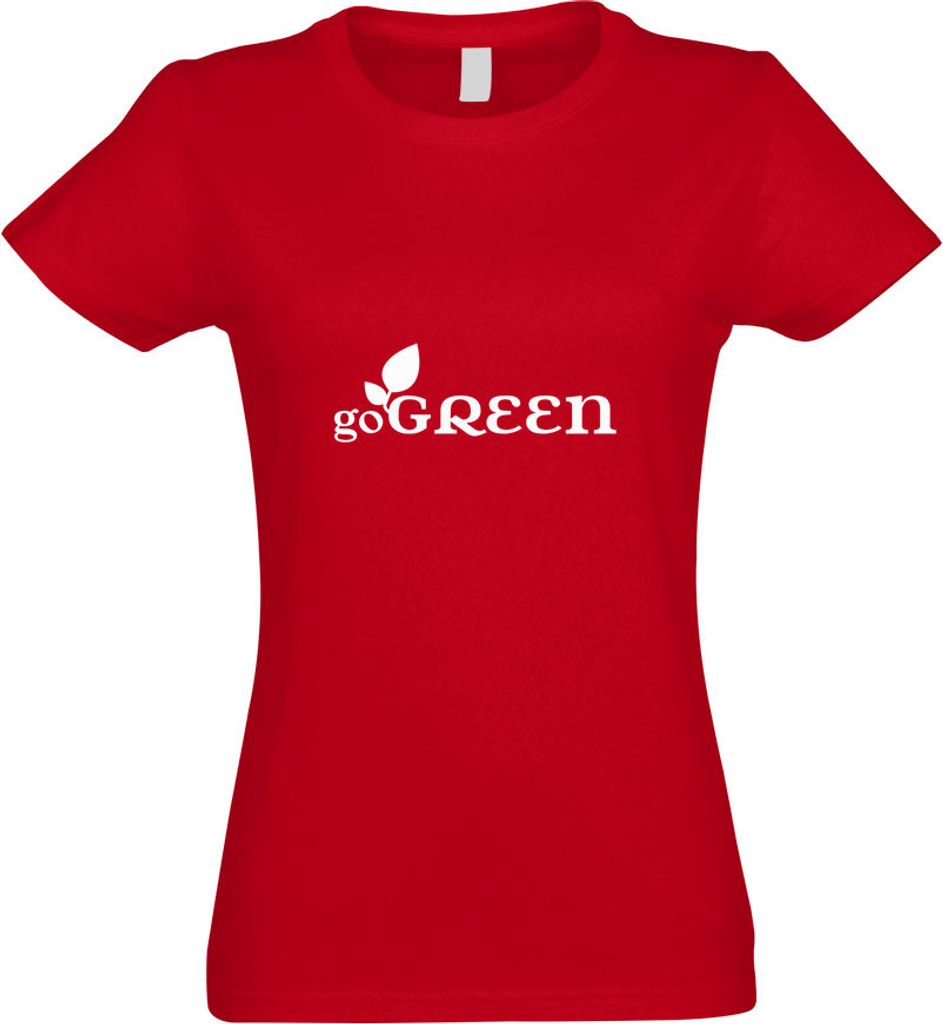 Kiwistar - T-Shirt tailliert - Damen - rot - go Green - mit Motiv Bedruckt - Funshirt Design - Sport - Freizeit - Damen - XL