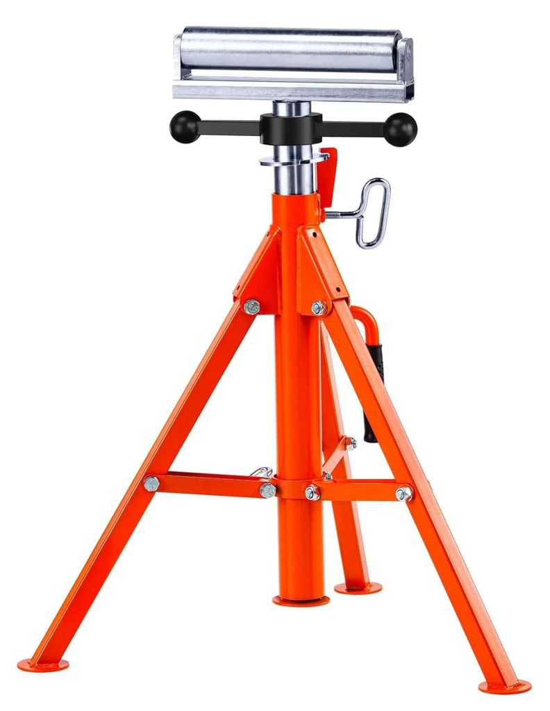 V-Kopf Rohrbock - Höhenverstellbarer Rollenbock 70–132 cm - Tragkraft 1134 kg - Klappbares Stahlgestell - 20 cm Kopf für Schweißen und Holzarbeit