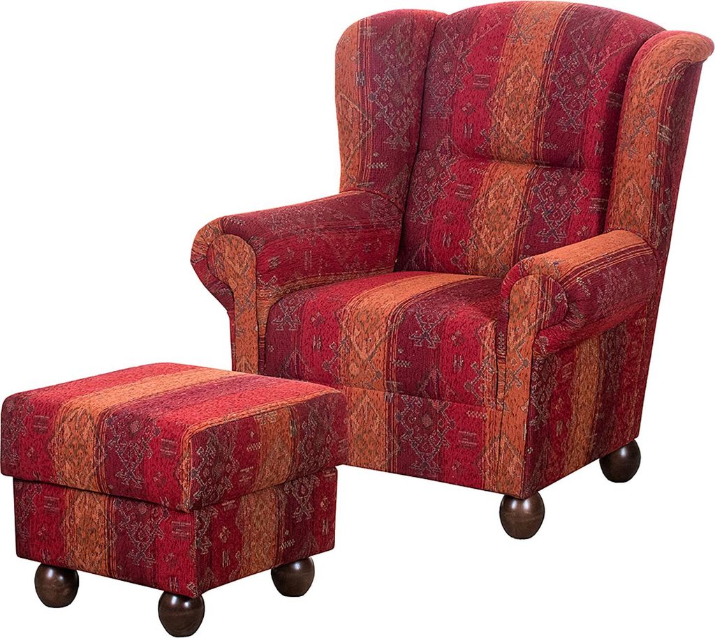 home24 Ohrensessel - Webstoff - Rot Produktbild 