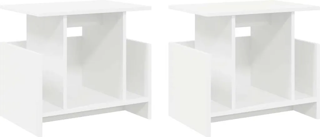 SYFAX™ Supporto TV 2pz Bianco 50x35x45cm Legno Multistrato Salvaspazio