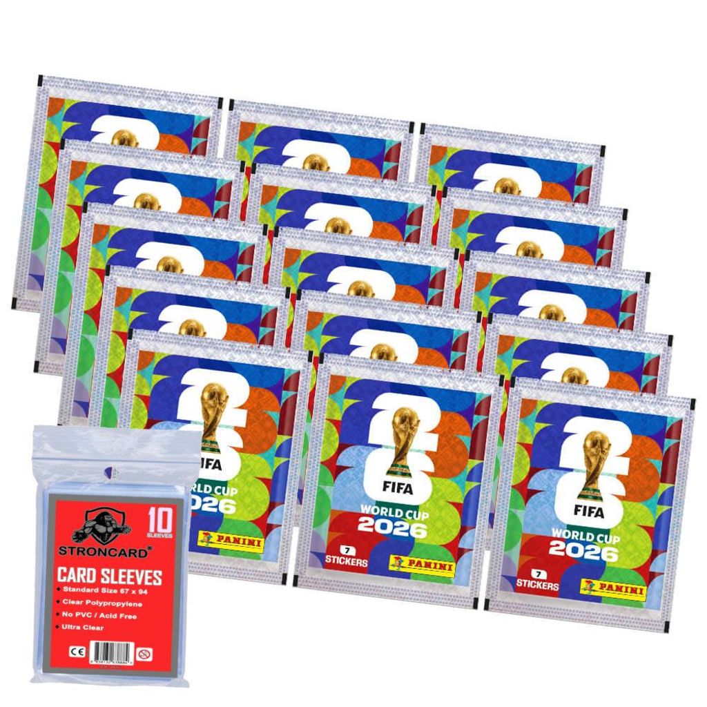 Fifa World Cup 2026 Sticker - WM Sammelsticker - 15 Tüten + 10 STRONCARD Sleeves