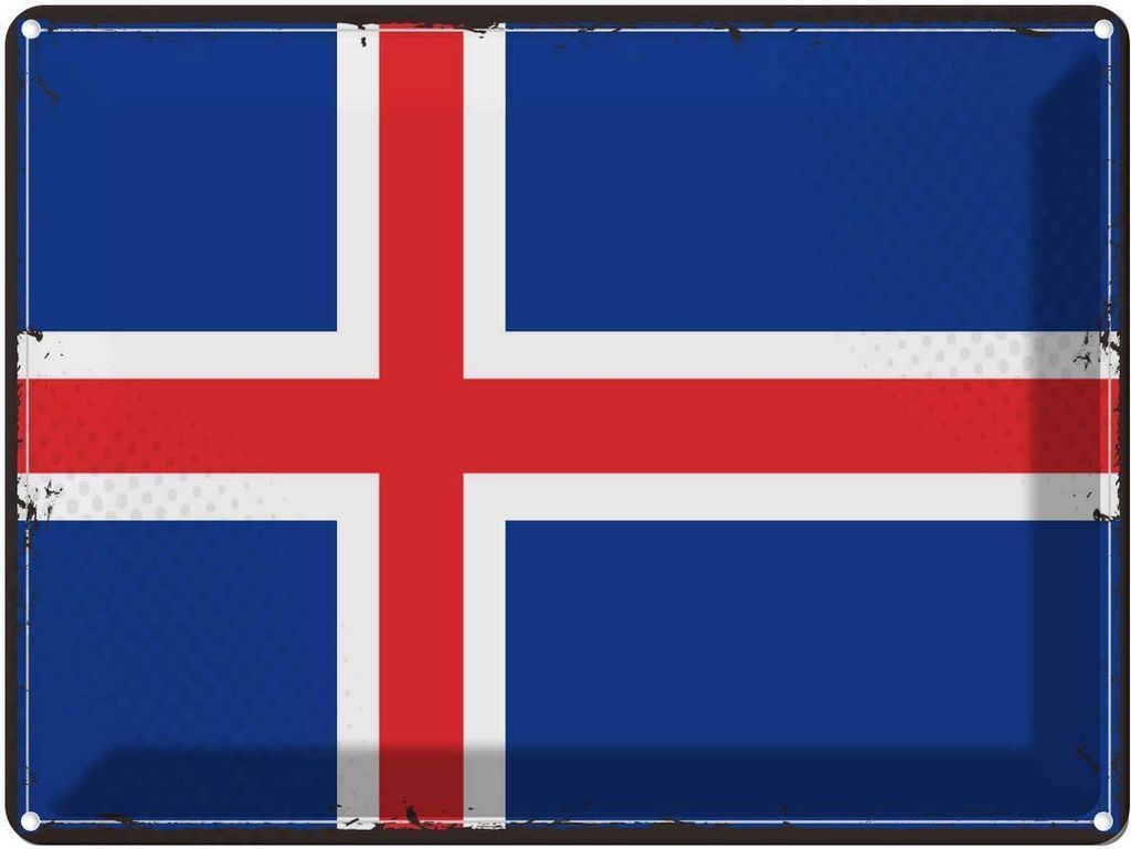 vianmo Blechschild 30x40 cm Islands Retro Iceland Flagge Fahne Wappen