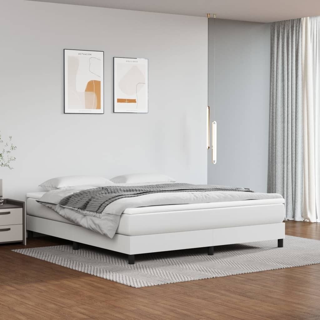 The Living Store Boxspringbett Weiß 180x200 cm Kunstleder