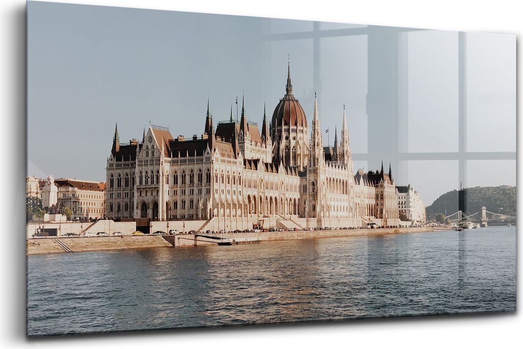 120x60 - Wandmalerei auf Glas- Wanddekoration aus Glas - Parlamentsgebäude in Budapest