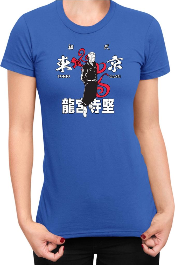 Damen T-Shirt Japan Anime Manga Tokyo Gang, Lady 2XL / Blau