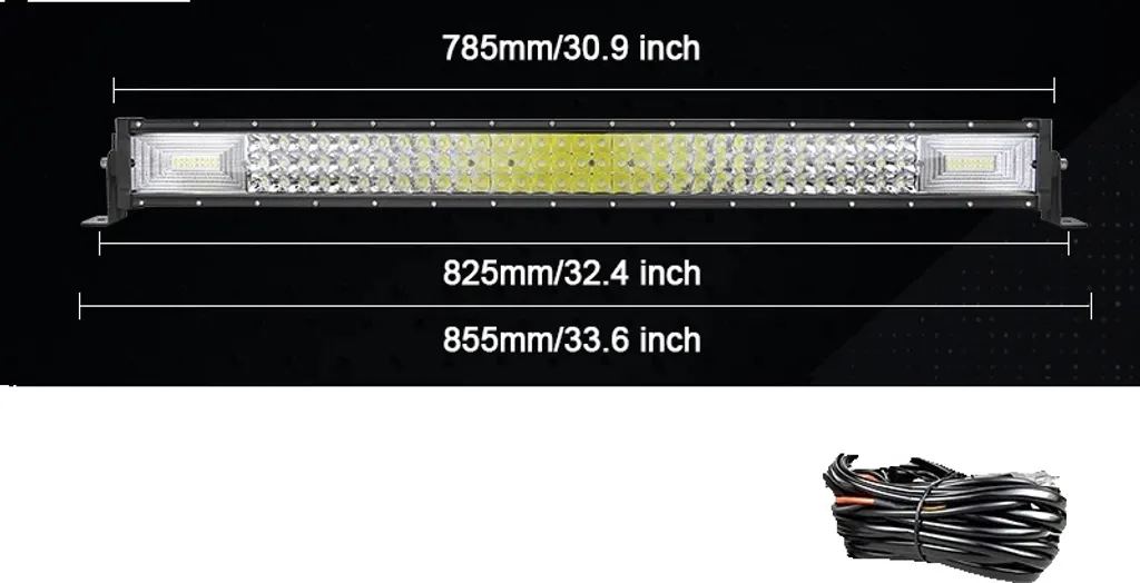 Barre LED étanche IP67 de 540W ultra lumineuse avec design droit 32"