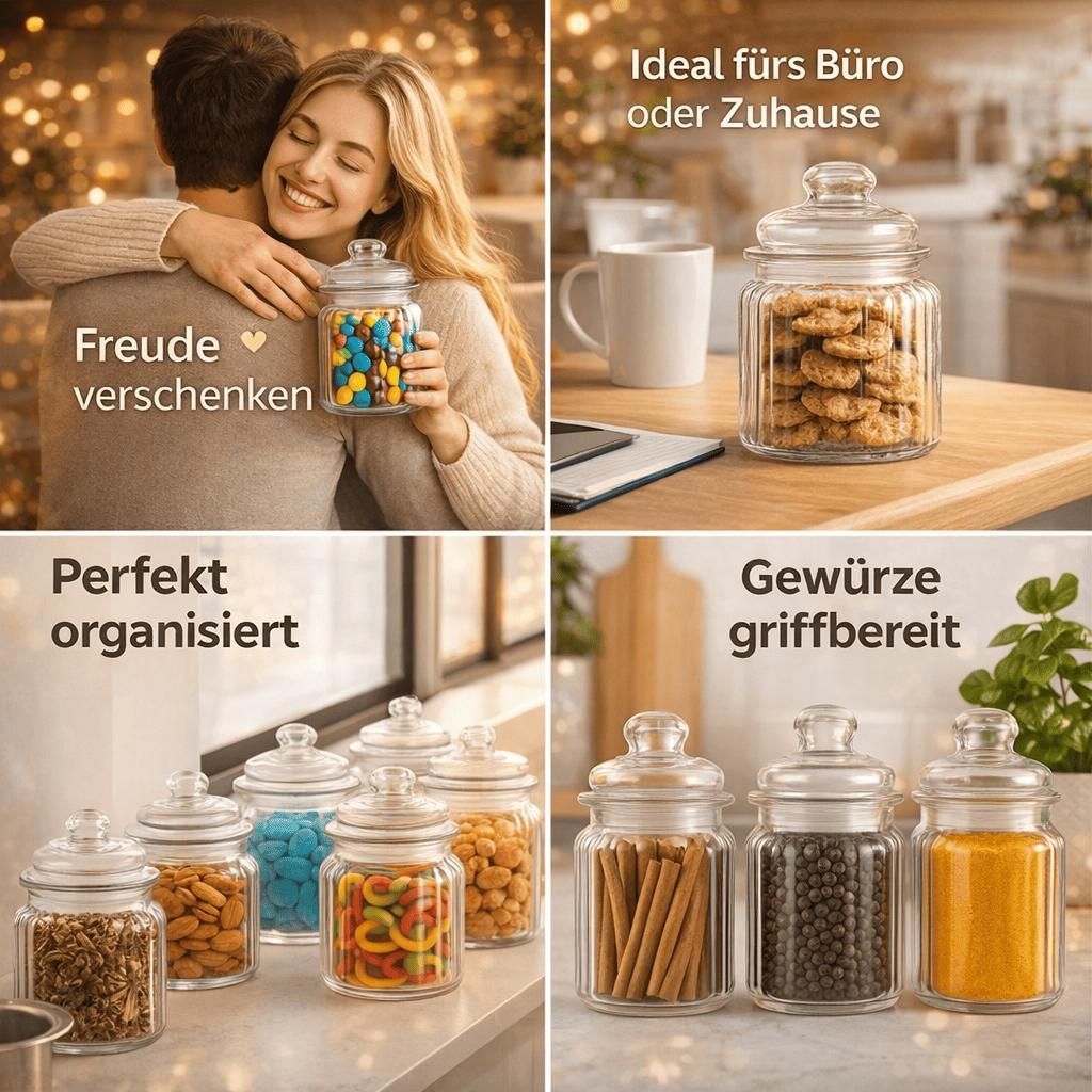 6er-Set Vorratsgläser 1L – Rund, Transparent, Mi Produktbild-Vorschau 2