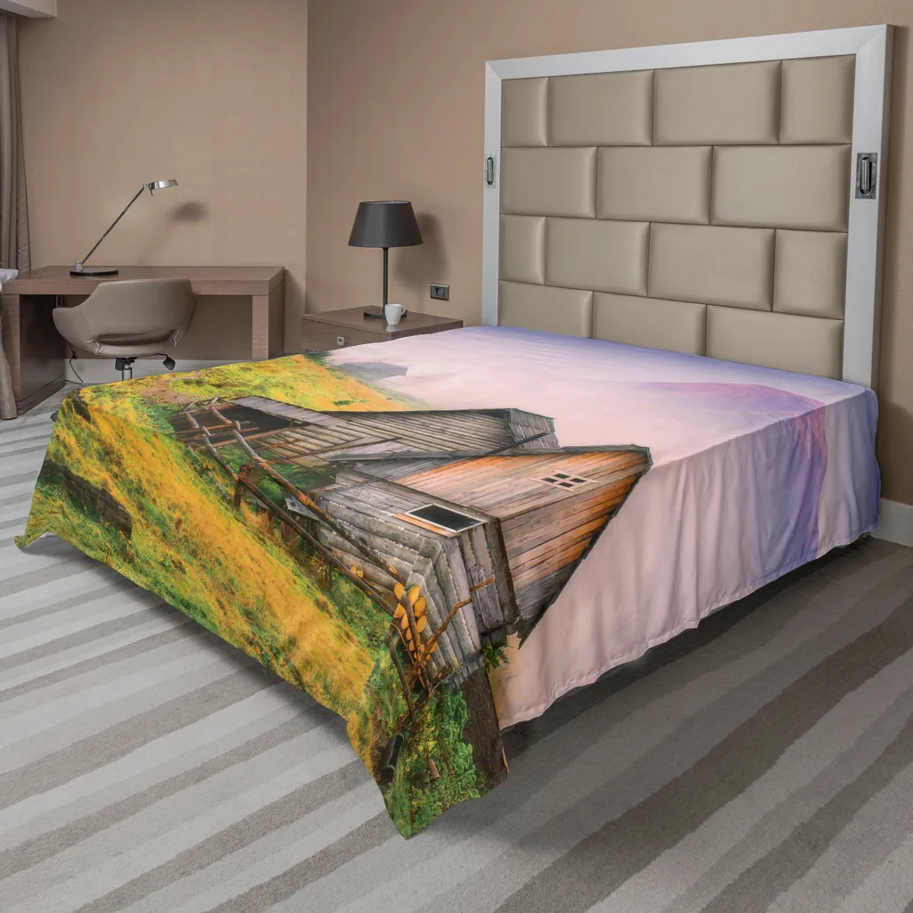 Drap de lit pour décoration rustique ambiance montagne et forêt 275x260 cm