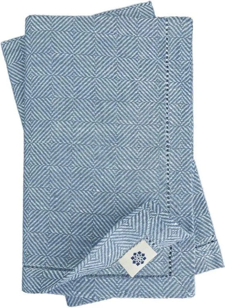 Serviettes en lin bleu foncé 44 x 44 cm - Lot de 4 serviettes modernes