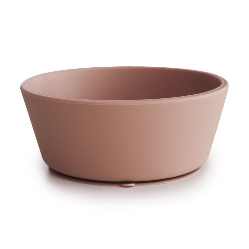 Mushie Baby Silikon Schüssel Suction Bowl mit Saugfuß (Puderrosa)