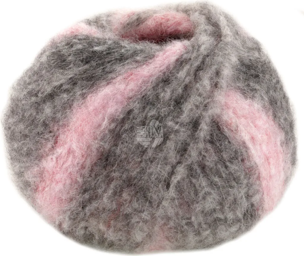 Laine alpaga GIGANTE douce anti-irritation fil rayures 100g rose gris