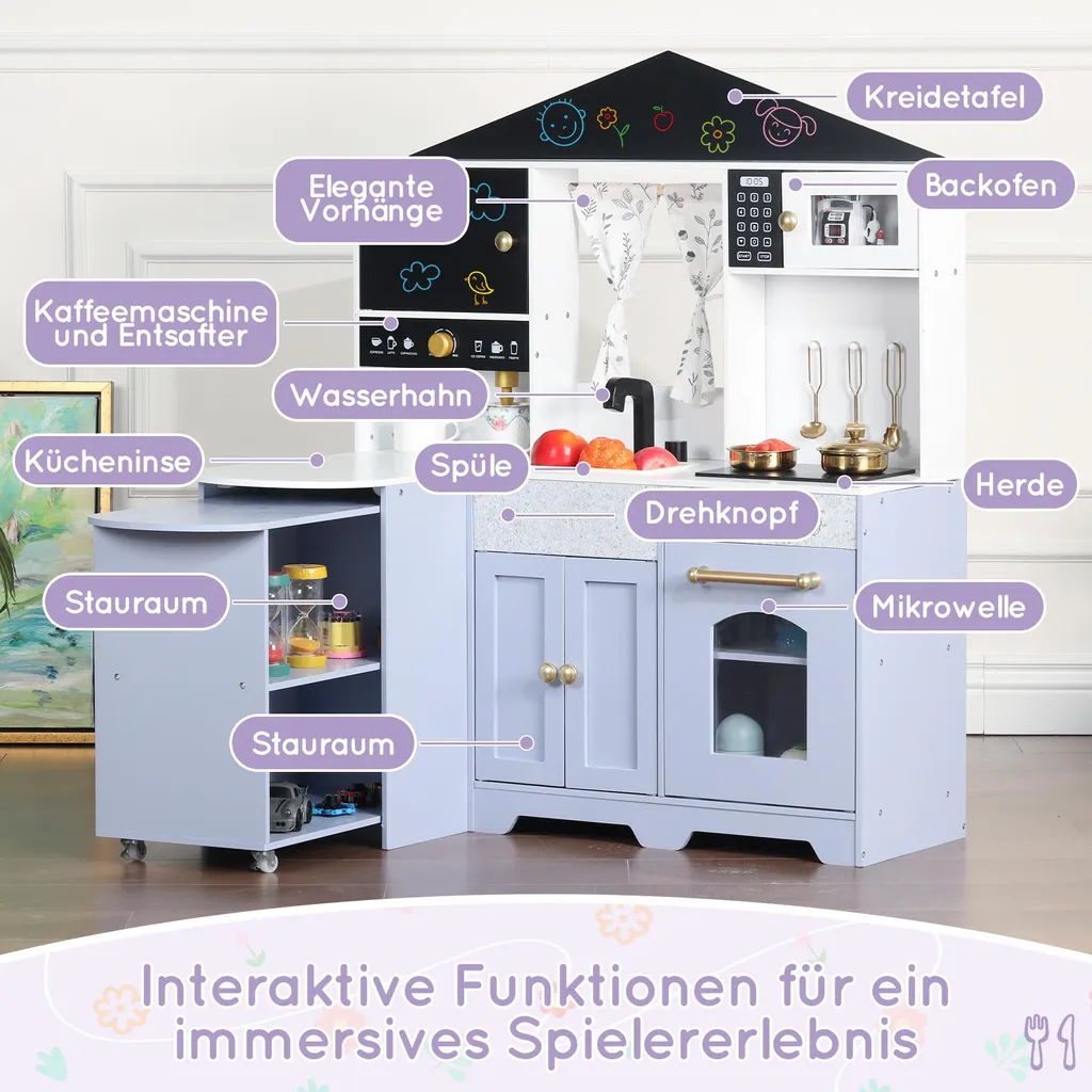 Cuisine Enfant Interactive Merax en Bois avec Accessoires, 3 Ans et Plus - 5
