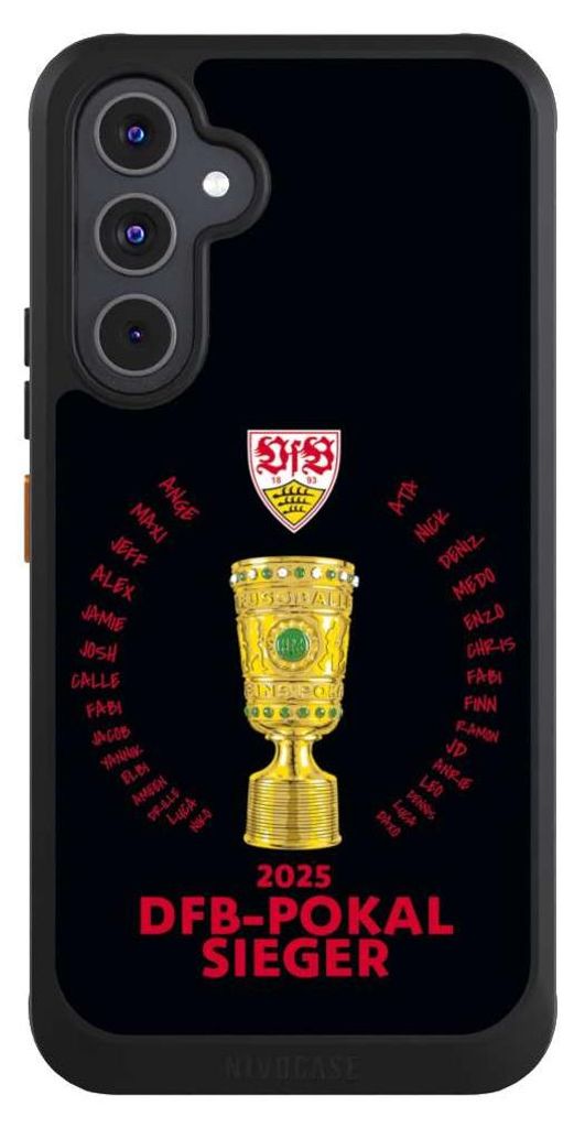 NIVOCASE Hülle für Samsung Galaxy A54 5G Handyhülle NIVOcore Case Schwarz Offizielles Lizenzprodukt Pokal VfB Stuttgart