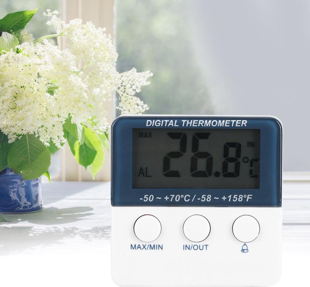 Mini Indoor Outdoor Elektronisches Digitales Alarm Thermometer Temperatur Monitor Messgerät mit Fühler