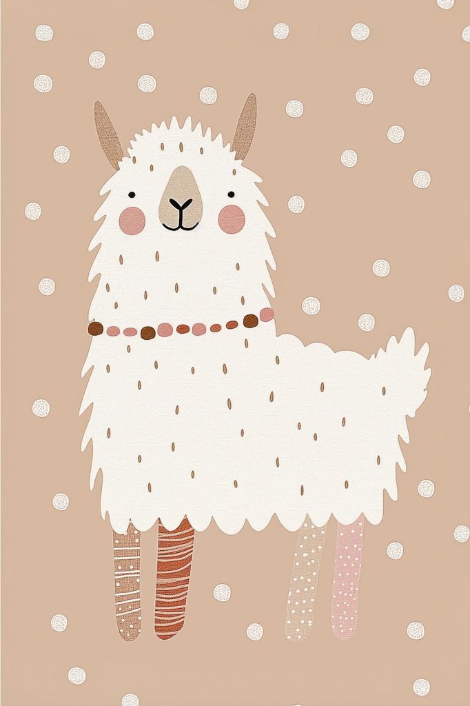 Plakat 20x30cm Muster für Kinder, Mädchen und Jungen - Alpaka