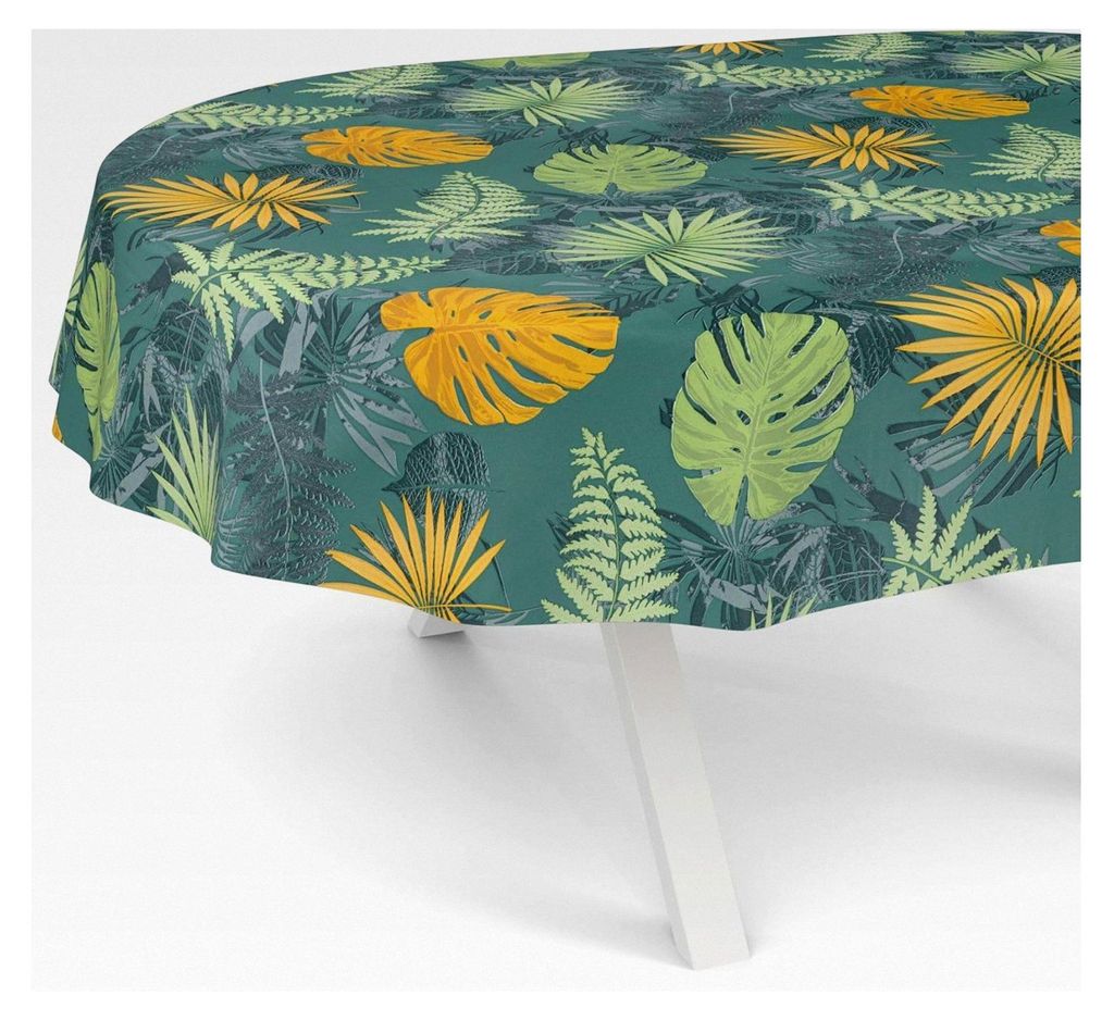 Wachstischdecke abwaschbar für Gartentische rund, oval, eckig 180x140cm Dschungel-Motiv
