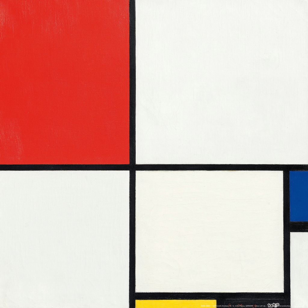 Piet Mondrian Kunstdruck Bild - Komposition Nr. III Mit Rot, Blau, Gelb Und Schwarz, 1929 (40 x 40 cm)