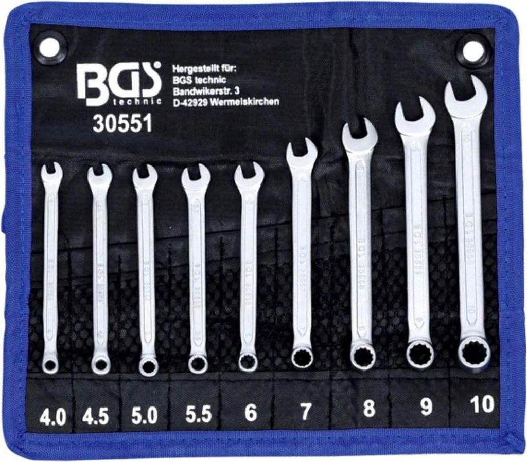 BGS Maul-Ringschlüssel-Satz 30551, SW 4- 10 mm, 9-tlg. Produktbild 