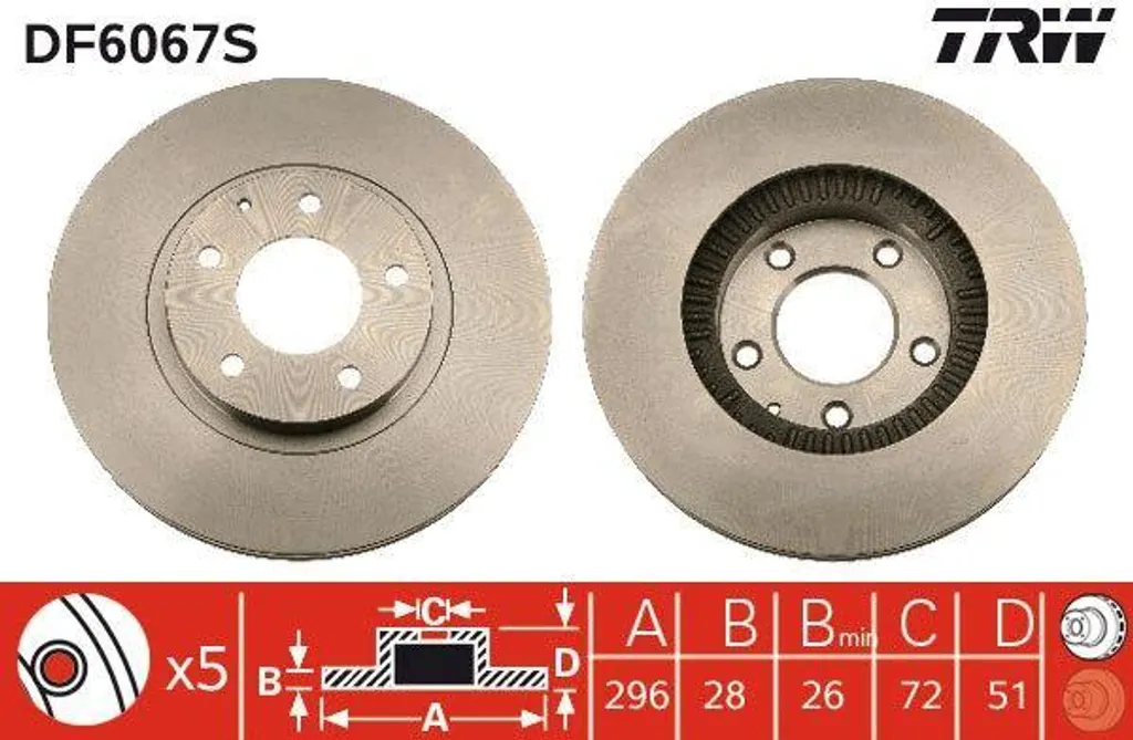 Disque de frein ventilé TRW DF6067S compatible Mazda MPV et Xedos 9