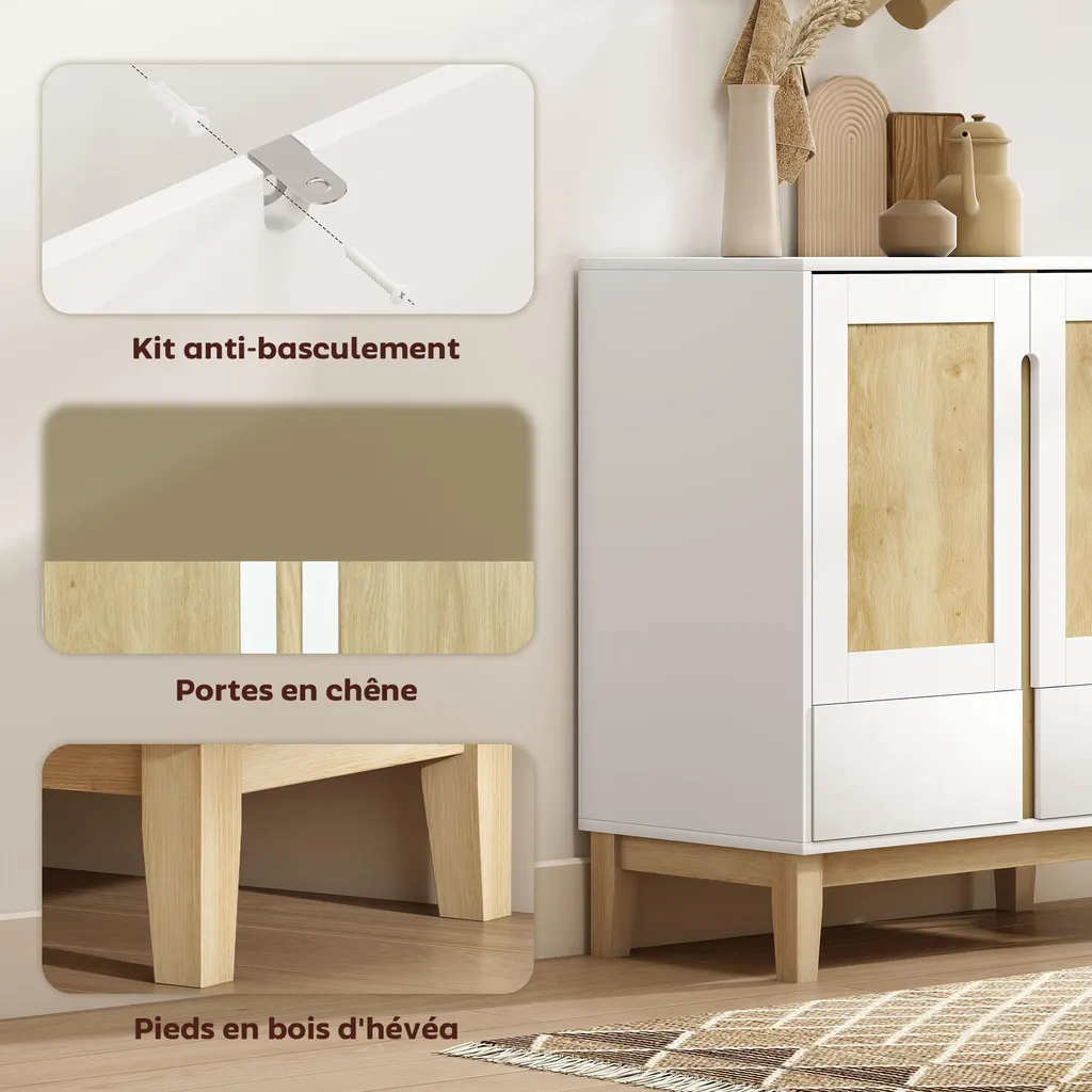 Buffet Bas Gain de Place : Solution de Rangement pour Cuisine et Salon - 7