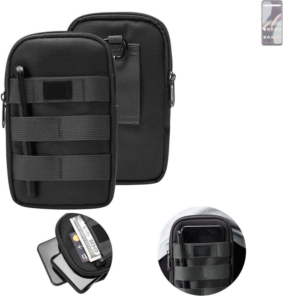 K-S-Trade Holster Gürtel Tasche kompatibel mit BLU G73 Handy Tasche Schutz Hülle dunkel-grau viele Fächer, 1x