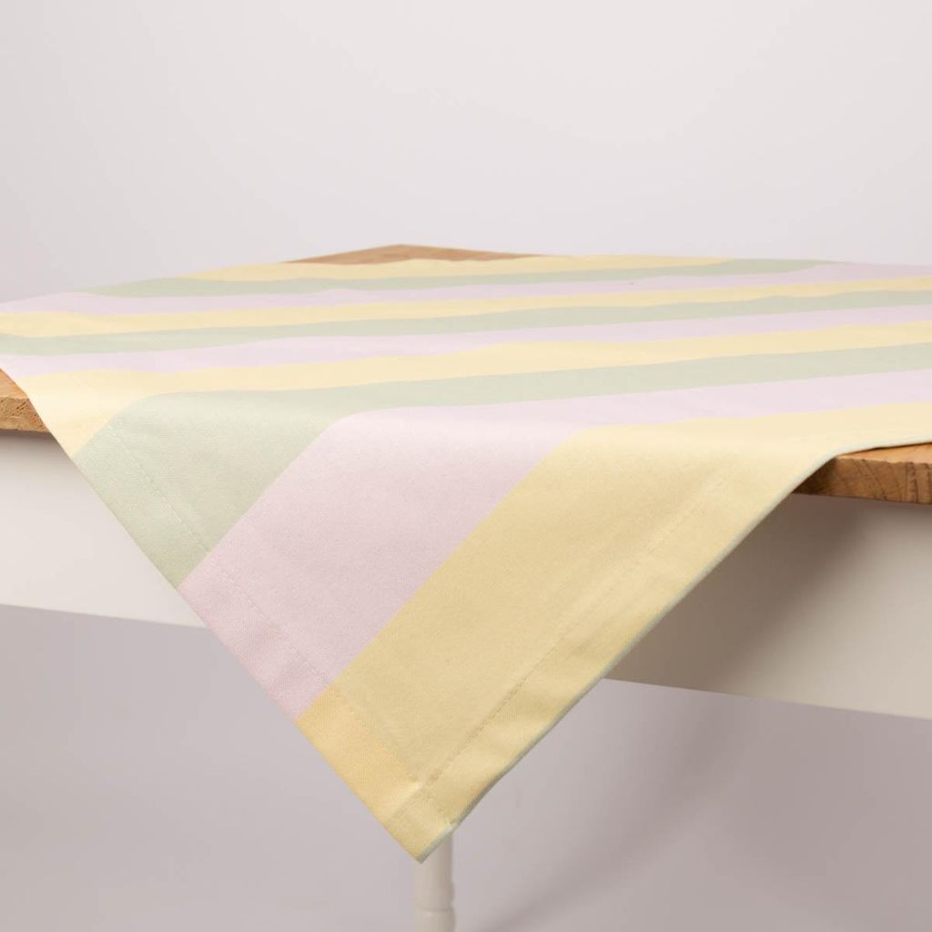 Tischdecke Baumwolle Streifen flieder vanille pistazie Größe 130x200cm