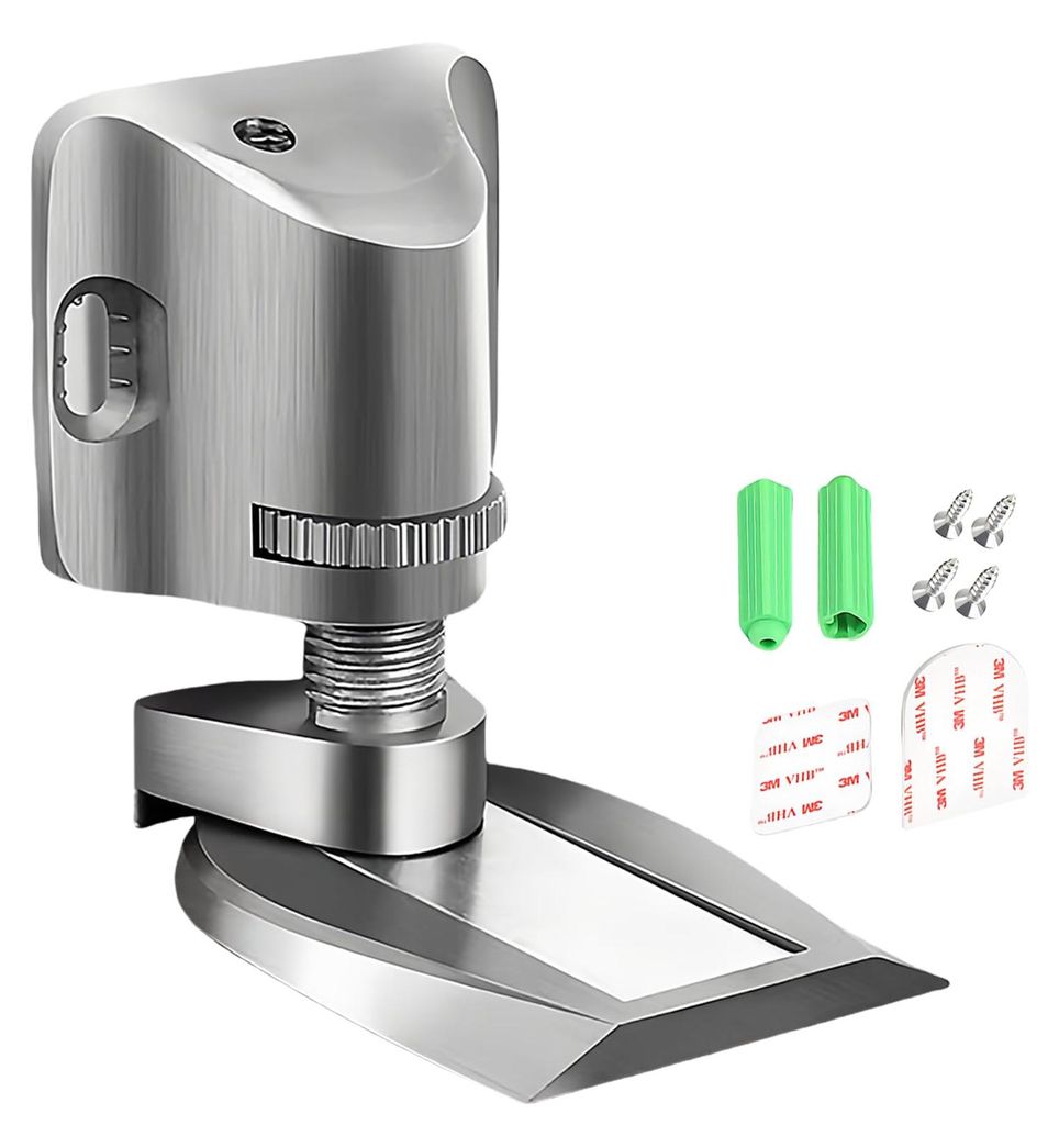 Magnetischer Türstopper, verstellbarer Bodentürstopper, kein Bohren erforderlich, selbstklebend mit Klebeband und Schrauben, für verschiedene T...