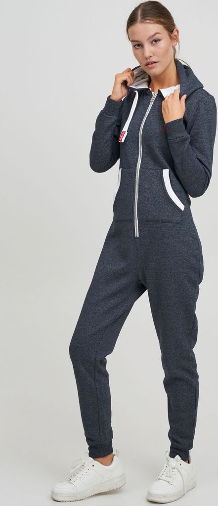 OXMO OXBenna Damen Overall Jogginganzug Onesize mit Kapuze Kordel Kängurutasche Baumwollmischung Regular fit
