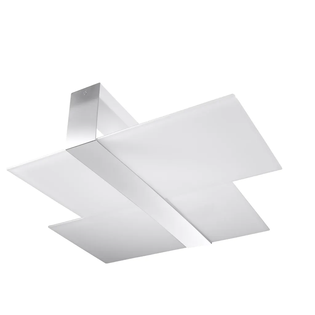 Plafonnier design 65cm avec diffuseur en verre et finition chrome chic