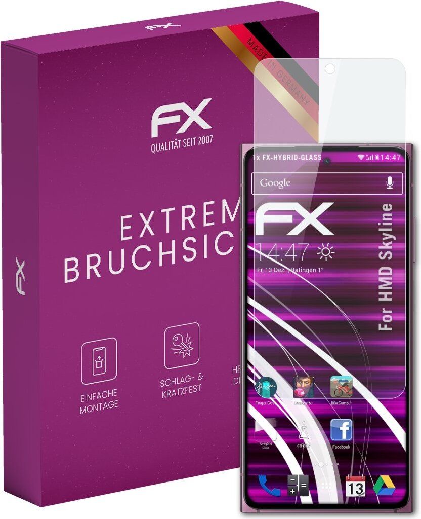 atFoliX FX-Hybrid-Glass Displayfolie kompatibel mit HMD Skyline Glasfolie
