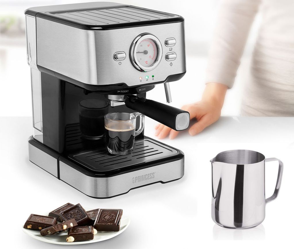 Siebträger Espresso & Kapselmaschine mit Milchaufschäumer für 1 oder 2 Tassen