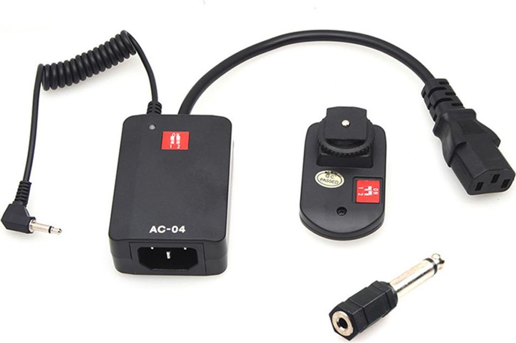 Drahtloses Auslösesystem mit Sender und Empfänger, 4 Kanäle, 3,5 mm bis 6,35 mm Adapter für Fotografie, Studio-Blitzlicht