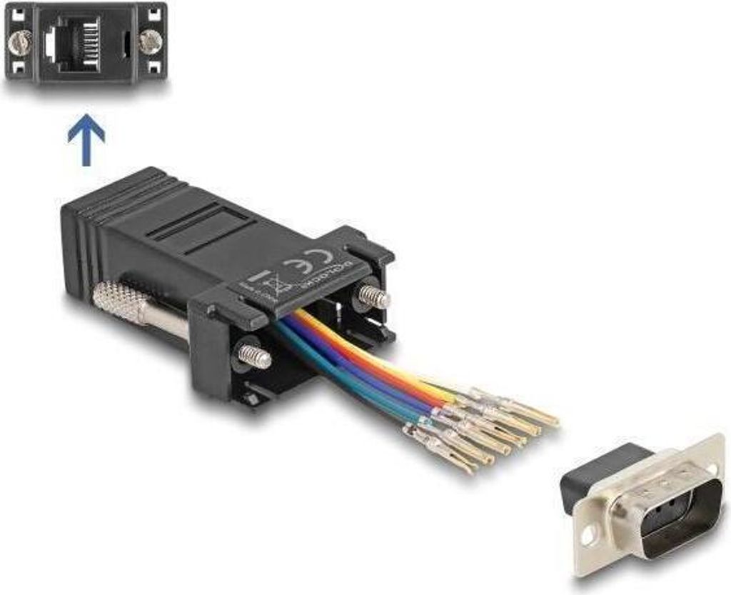 D-Sub 9 Pin Stecker zu RJ12 Buchse Adapter Montagesatz schwarz