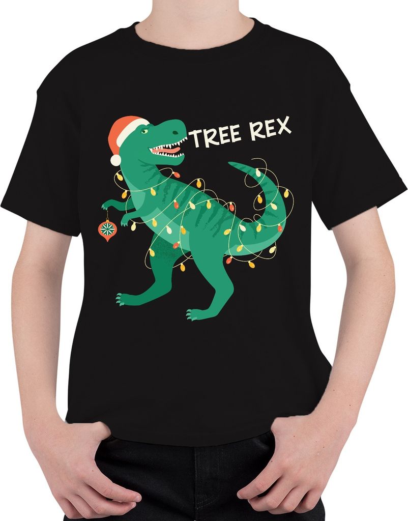 Tree Rex Weihnachtsbaum Dinosaurier - Weihnachten Weihnachtsgeschenk Christmas Uni Kinder T-Shirt, Schwarz, 140